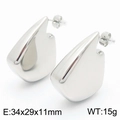 Polished silver irregular teardrop stud earrings in bold 18K plated stainless steel - Steel Color (KE114120-KFC)
