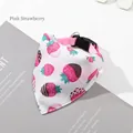 Pink strawberry pattern dog bandana with adjustable buckle and D-ring for leashes - Pink Strawberry