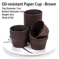 50-pack of brown greaseproof paper muffin cups measuring 7x5x4cm with vertical ridges - Greaseproof Paper Cups / Brown