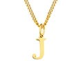 Collar de acero inoxidable dorado con un colgante de la letra J mayúscula pulida - Letra J (Dorado)