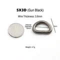 Metall-D-Ring in Gun Black mit 3,8 mm Drahtstärke und 16 mm Innendurchmesser für Taschen - 5x3D (Innen 16mm) / Gunmetal