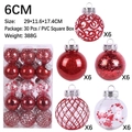 30pcs 6cm Christmas balls set featuring red and transparent festive ornaments for tree decor - 30 Pieces Set (6cm) / Red
