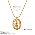 Gold stainless steel tulip pendant necklace with oval frame and technical specifications - XL157G Gold Hollow Tulip Necklace