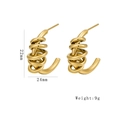 Golden 316 stainless steel spiral C-shaped hoop earrings with hammered texture - 1258 Gold-Multi-layer Spiral Twist C Earrings