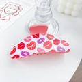 Elegant white hair claw clip with red and purple lip print patterns for women - Flaming Lips - Small Semicircle