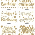 Χρυσά αυτοκόλλητα Happy Birthday με εορταστικά μοτίβα για διακόσμηση πάρτι - Αυτοκόλλητο Μπαλονιού Bobo