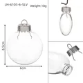 Clear 6cm plastic Christmas ball ornament with silver cap for DIY holiday decorations - 6cm Flat Round Transparent Ball