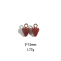 Detailed view of red strawberry pendants with gold loops, sized 9x15mm and 1.77g each - Textured Strawberry #7 (9*15mm)