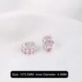14k gold-filled marquise pink zircon charms with 4.5mm inner diameter for DIY jewelry - Large Pink Zirconia Silver