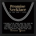 Silver Cuban link necklace for men on a black gift card with a gold promise message - Promise Necklace-Silver Cuban Chain