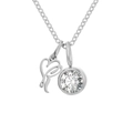 Collier en acier argenté avec pendentif lettre R et breloque pierre de naissance - Lettre R / Argent