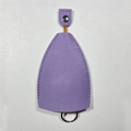 Purple leather key case holder with snap strap and metal ring on white background - Solid Purple
