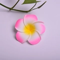 Realistic pink and yellow gradient frangipani hair clip shown on white background - Pink Flower Head [4cm]