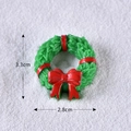 Miniature Christmas wreath with red bow on snow base, resin ornament 3.3cm by 2.8cm - Style 11 Wreath