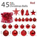 45-piece red Christmas ornament set including tree topper star and assorted balls - 45 Pieces Of Christmas Balls (red)