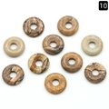 Set of 10 natural brown wood grain agate donut pendant beads for jewelry DIY crafts - 18mm Picture Stone (Single)