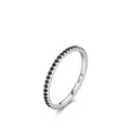 Minimalistischer S925 Sterling Silber Ring mit einer Reihe eleganter schwarzer Steine - US Größe 8 / Schwarz