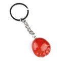 Red natural jasper stone footprint keychain with silver metal ring for car keys - Red Jasper