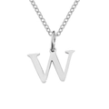 Elegant silver stainless steel initial W pendant necklace for women minimalist jewelry gift - Letter W / Steel Color