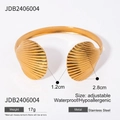 Bracciale rigido dorato regolabile in acciaio inossidabile con design a conchiglia - Bracciale rigido aperto a forma di capasanta dorato(JDB2406004)