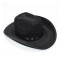 Classic black felt cowboy hat with matching ribbon trim shown in 45-degree view - Cowboy Hat - Black