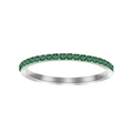 Minimalist silver stainless steel ring with micro-pave green zircon stones - US5 / May Green-Silver Color