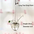 Hanging tear-drop glass vase for hydroponics, 20cm height and 5cm diameter - Long Pointed Drop