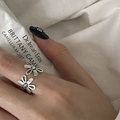 Elegant sterling silver adjustable open ring featuring a double floral pattern design - JZ0397 (Double Flower)