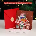 3D pop-up Christmas card set with red envelope and festive Santa Claus cutout - Christmas Grand Gift / 12x12cm (Including Envelope/Sticker)