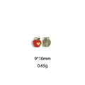 Detail of red apple alloy pendant with 9x10mm size and gold textured back for DIY jewelry - Heart Apple #16 (9*10mm)