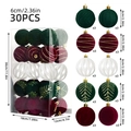 30pcs 6cm Christmas velvet ball ornaments set in green burgundy and white mix - MJ-ZR-635 Red Green White Flocked Mix 30pcs / 6cm 30pcs Set