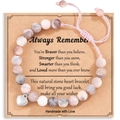 Adjustable pink zebra stone bracelet with silver heart charm and inspirational card - Braided Pink Zebra Heart Message Style