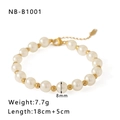 Detail of 18k gold plated beads and 8mm pearls on a baroque style bracelet with chain - 18K Gold / Pearl Spliced Gold Style (NB-B1001-Gold)