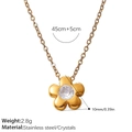 Golden stainless steel rose pendant necklace with crystal inlay and adjustable chain - XL386WEG White Stone Gold Floral Necklace