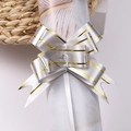 Silver pull flower bow with double gold stripes for festive gift box packaging - Silver Gold Edge