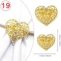 Elegant gold heart-shaped napkin ring with hollow filigree and sparkling rhinestones - Golden Hollow Filigree Heart