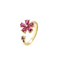 Elegante anello a fiore dorato con cristalli rosa e fascia regolabile per un look femminile - Stile a Fiore Rosa Rosso (CR705CX)