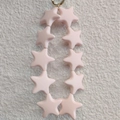 Pink star silicone beaded keychain with a golden ring for bags or phones - Skin Pink (10 Stars)