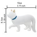 Cartoon white cat magnetic hook with blue collar and gold ears, measuring 10cm by 8.5cm - W1 White Cat