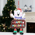 Weihnachtsanhänger Eisbär mit Happy Holidays Schild und bunten Stiefeln für die Tür - Eisbär