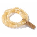 Three-piece set of yellow gemstone stretch bracelets with natural stone textures - 19cm 3-Piece Set - Yellow Jade