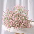 Elegant artificial pink baby's breath bouquet for wedding decor on minimalist white stand - Light Pink