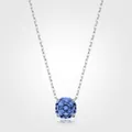 Minimalist S925 sterling silver necklace with octagon rose cut tanzanite blue zircon - 8mm Blue Stone Style (925 Sterling Silver)