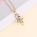 Close-up of 18K gold snake pendant necklace with vibrant micro-set colorful zircons - Multicolor Paved Zirconia Snake Style (5#)