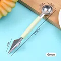 Cuillère à melon et couteau à sculpter en acier inoxydable avec manche vert - Vert