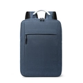 Navy blue business backpack with textured fabric and metallic curved handle - Aluminum Handle No USB / Blue
