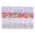 Detailed macro view of 24 compartment storage box filled with assorted DIY alphabet beads - 24 Grids Letter Beads 4 Colors