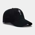 Cappellino da baseball nero classico a 6 pannelli con ricamo a stella 3D bianco - Nero