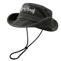 Vintage washed cotton mountain embroidery sun hat with chin strap in charcoal black finish - M (56-58cm) / Mountain Sun Black