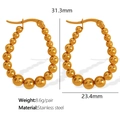 Elegant gold stainless steel hoop earrings featuring graduated bead design for women - Beaded Loop Style (EH449金色耳环)